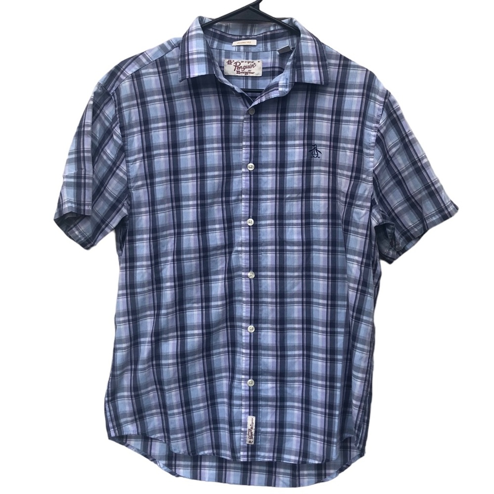 Penguin Blue Plaid Shirt size Medium